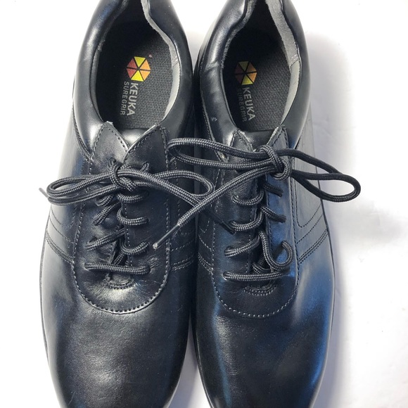 Keuka SureGrip Size 11 LEATHER Mens Black Shoe - Picture 1 of 8